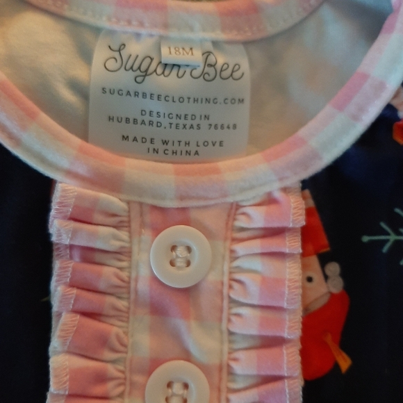 Sugar Bee Boutique 18mth  Pajama Set with Nutcracker Design - Ruffles & Gingham! - Picture 4 of 6